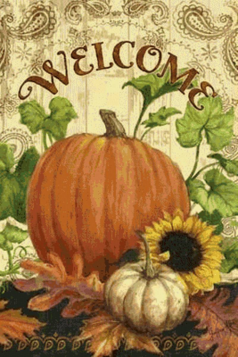 Добро пожаловать - кухня, тыквы, постер - предпросмотр