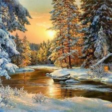 Схема вышивки «Михаил Сатаров. Зимний пейзаж»