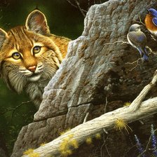 Схема вышивки «Рысь и птички»