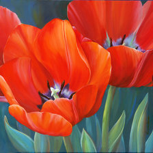 Схема вышивки «Tulipanes rojos»