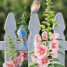 Схема вышивки «Птички и мальва»