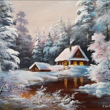 Схема вышивки «Геннадий Новицкий. зимний пейзаж.»