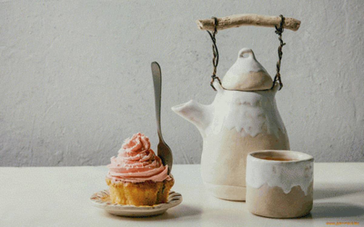 И пусть весь мир подождет... - кухня, натюрморт, чай, пирожное - предпросмотр