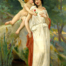 Схема вышивки «Красавица с ангелом»