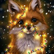 Схема вышивки «Лисёнок с гирляндой»