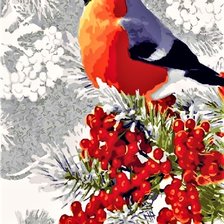 Схема вышивки «СНЕГИРЬ НА ВЕТКЕ»