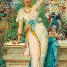 Схема вышивки «Девушка с попугаем»