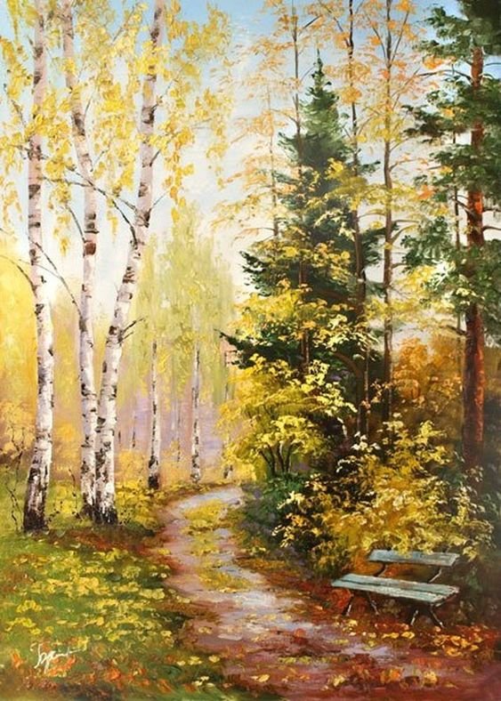 Осень - осень, пейзаж, живопись - оригинал