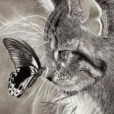 Схема вышивки «Котенок и бабочка»