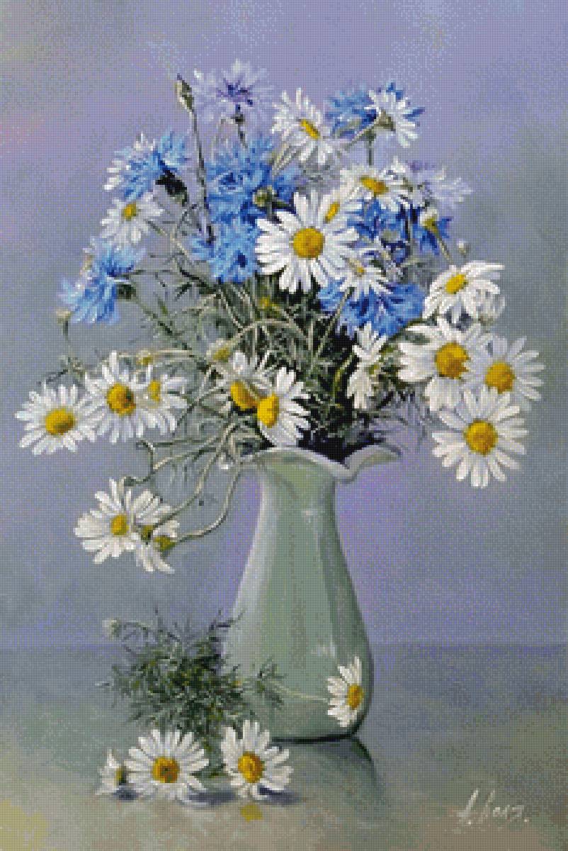 Букет полевых цветов - живопись, букет, цветы - предпросмотр