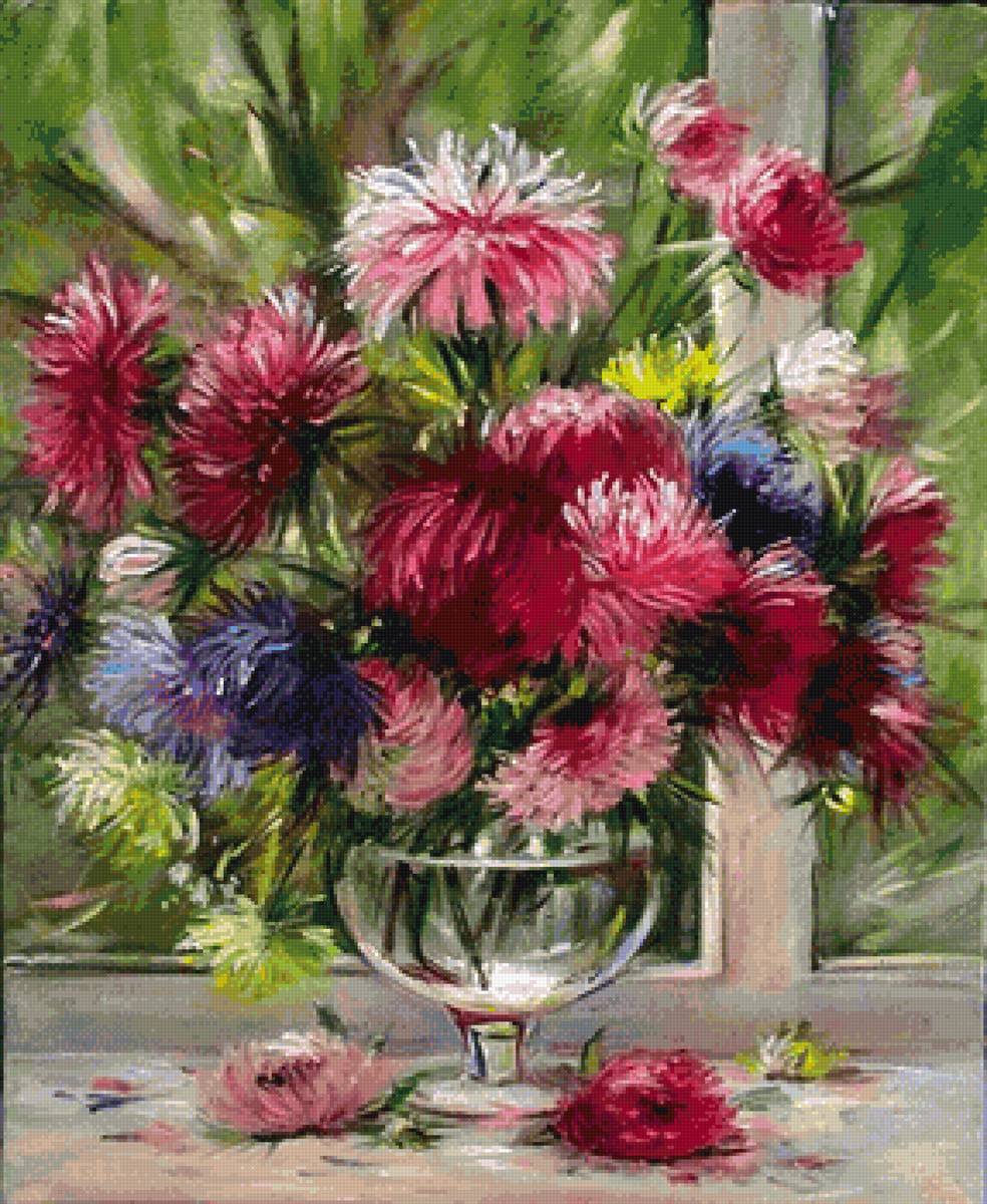 Букет астр - букет, астры, цветы - предпросмотр