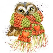 Схема вышивки «Сова в шарфике»