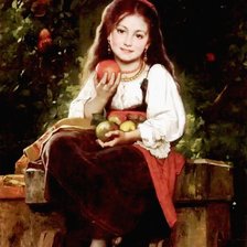 Схема вышивки «Девочка с яблоками»