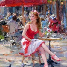 Схема вышивки «สาวเสื้อแดง»