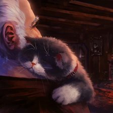 Схема вышивки «Котик санты»