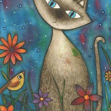 Схема вышивки «сердечные коты»