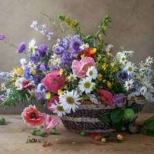 Схема вышивки «Полевые цветы в корзине»