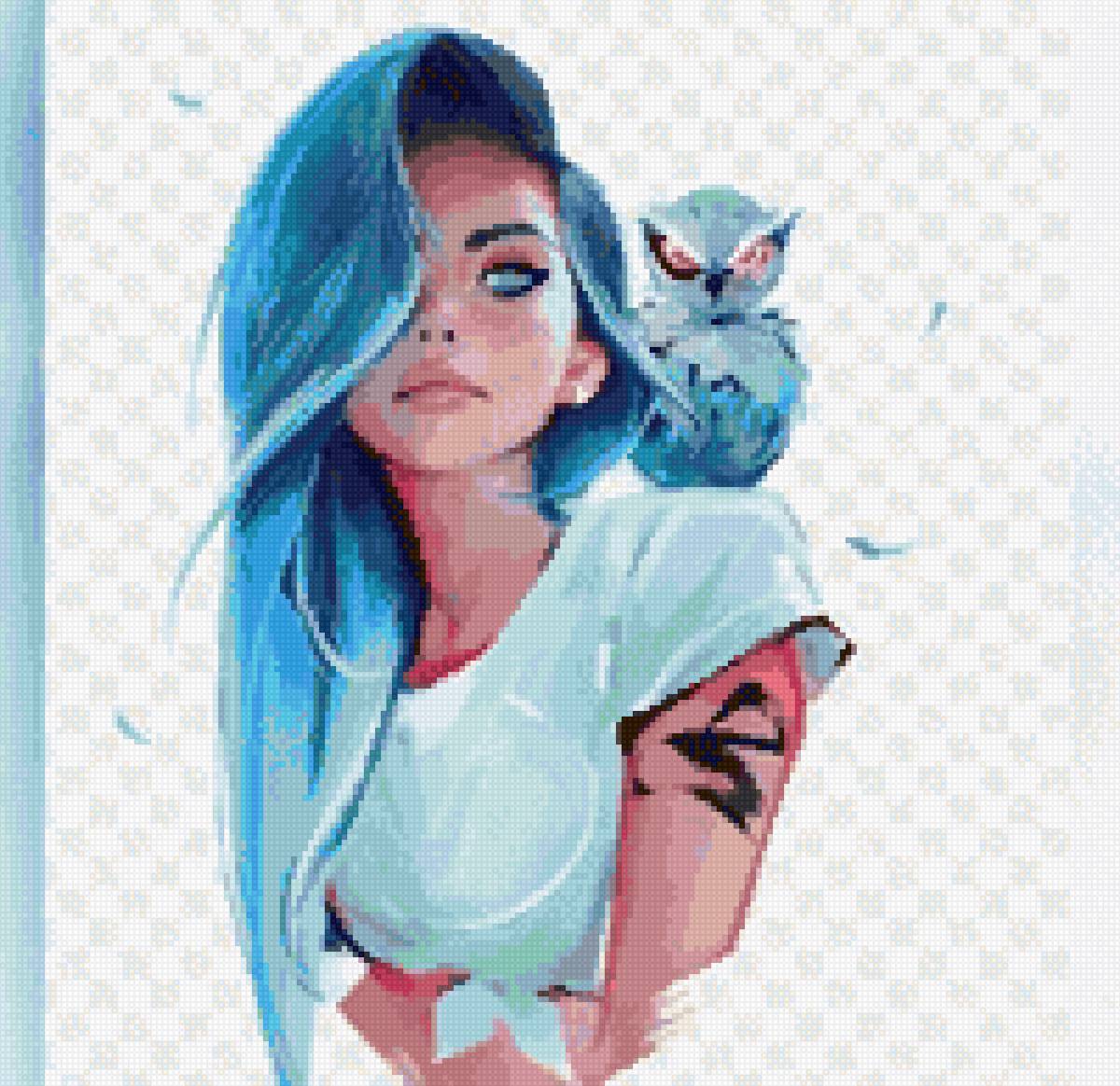 Аниме Девушка с совой - предпросмотр