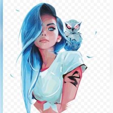 Схема вышивки «Аниме Девушка с совой»