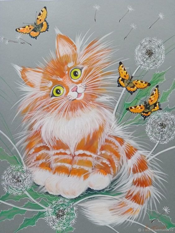 Солнечное настроение - кот, лето - оригинал