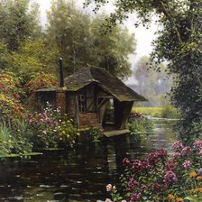 Схема вышивки «домик у речки»