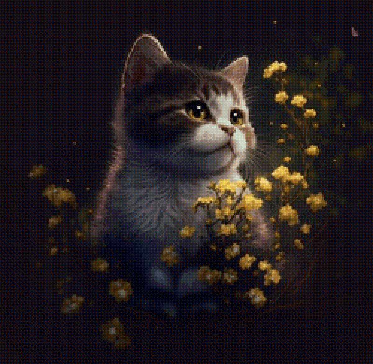 Котик - животные, цветы - предпросмотр