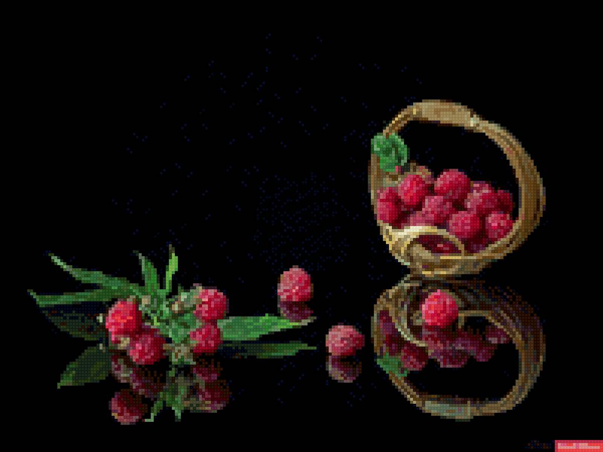 Малина - корзина красный, малина, черный - предпросмотр