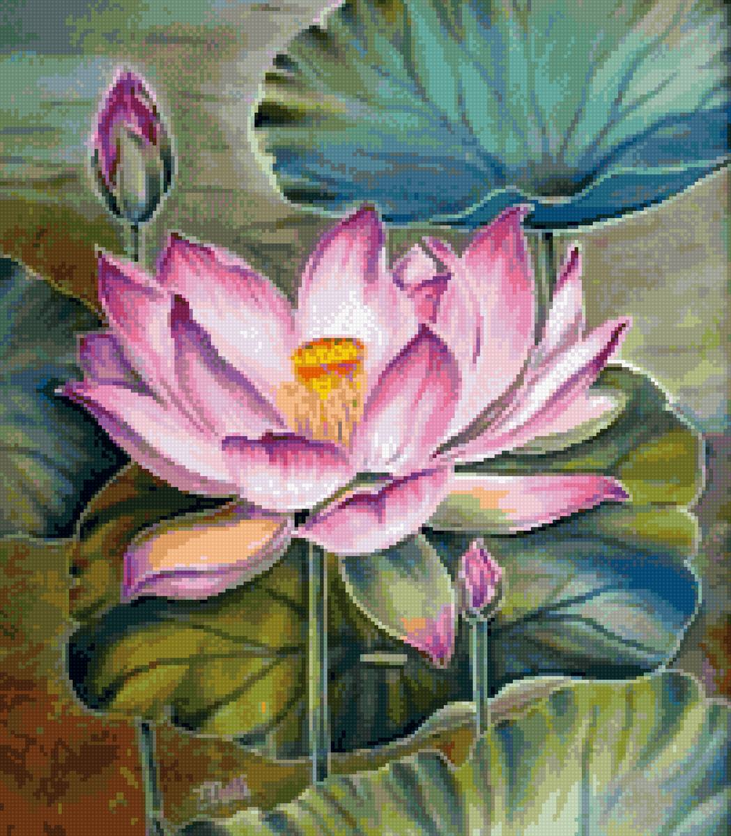 Лотос - до 240 крестиков, лотосы, цветы - предпросмотр