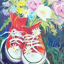 Схема вышивки «Кеды и цветы»