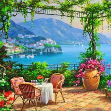 Схема вышивки «Сунг Ким. Вид на море.»