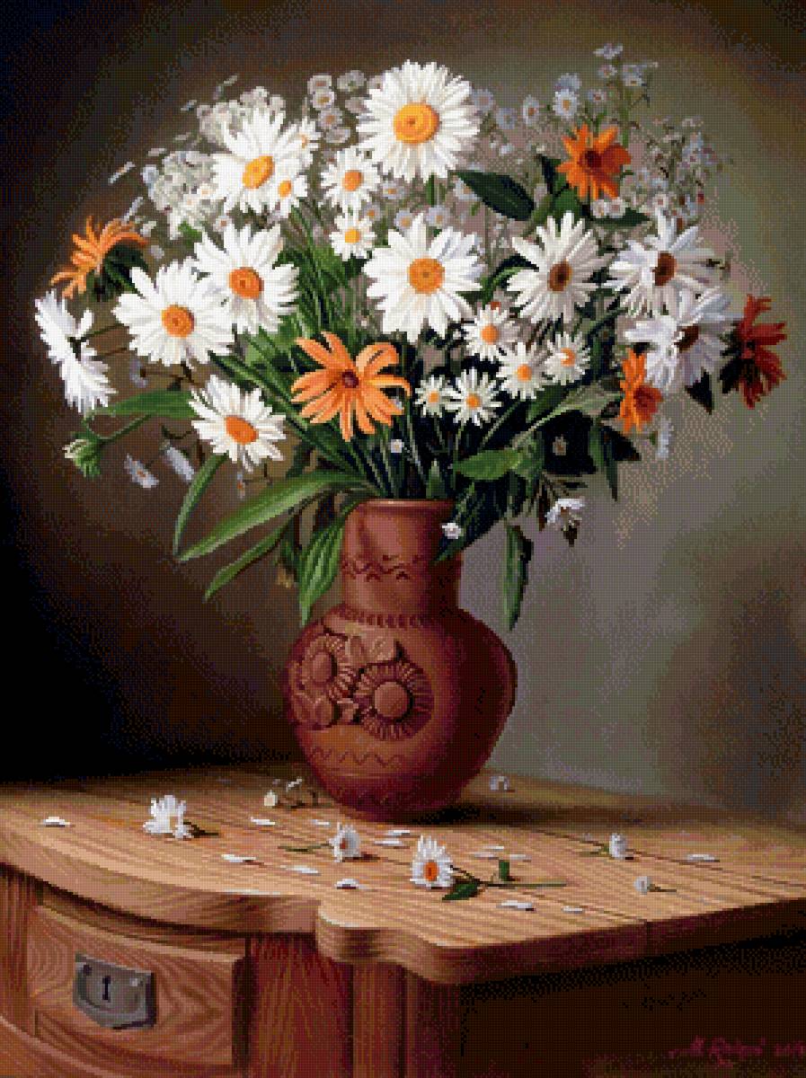 Букет ромашек - букет, ромашки, ваза - предпросмотр