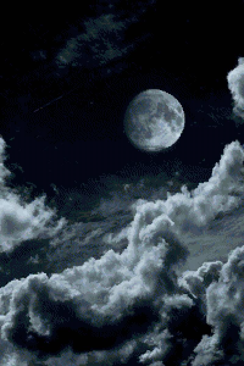 луна и облака - ночь, облака, луна - предпросмотр