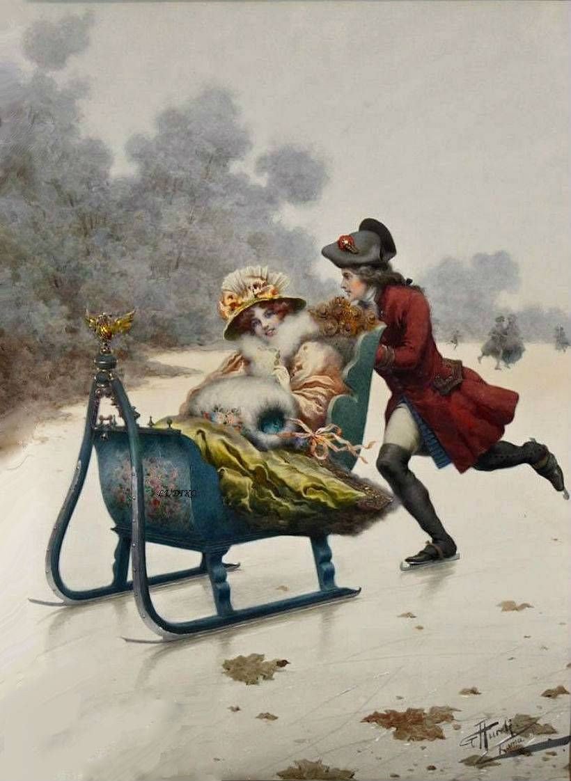 Iarna in Epoca Victoriana, E. P. Moran - doamne - оригинал