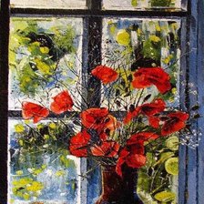 Маки на окне