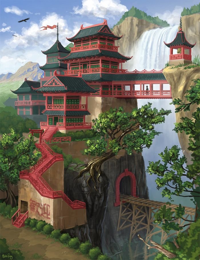 Японский стиль - восток, строение, лето, япония, азия, горы - оригинал