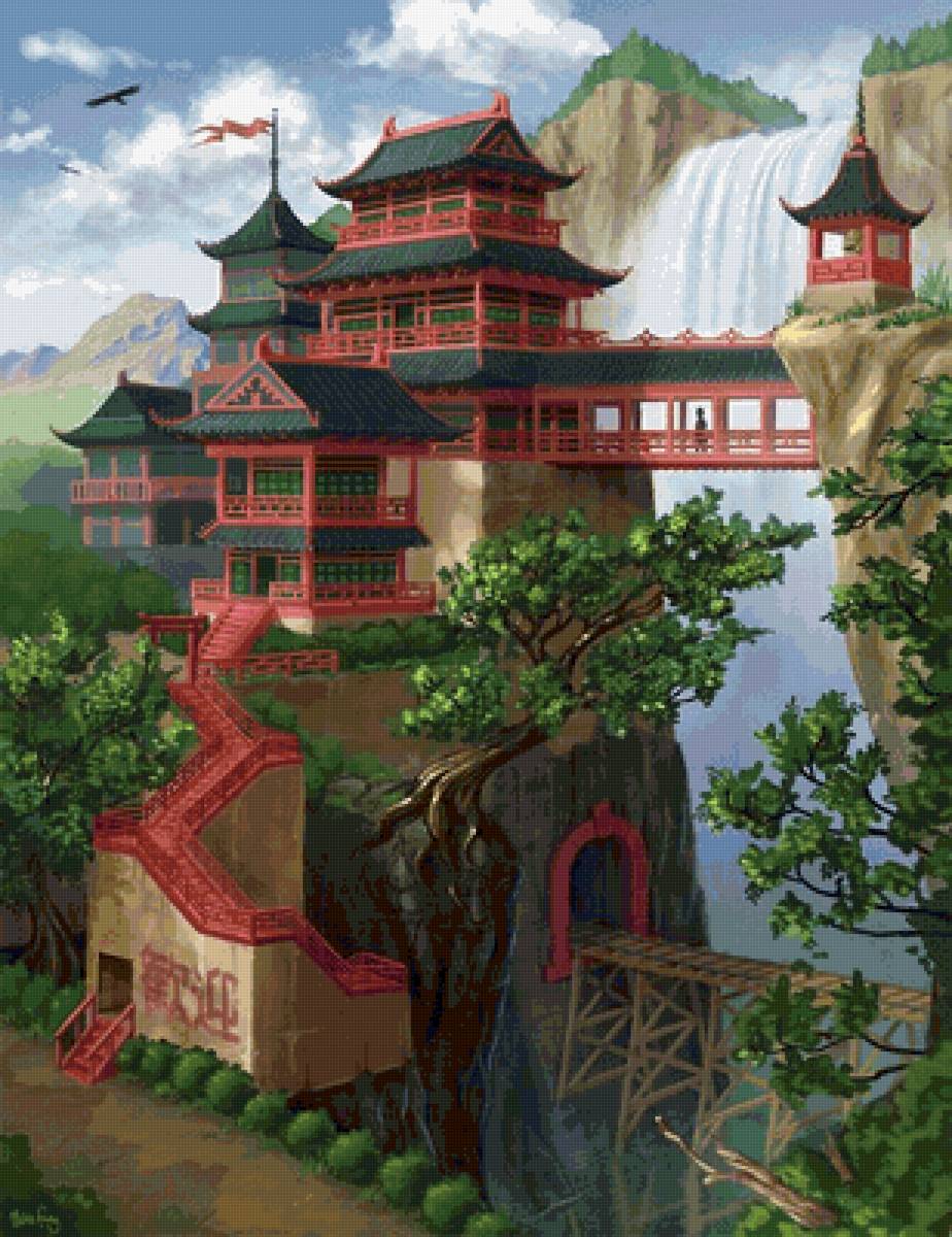 Японский стиль - азия, горы, восток, лето, япония, строение - предпросмотр