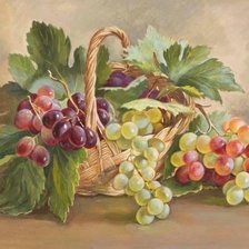 Схема вышивки «Корзина с виноградом»