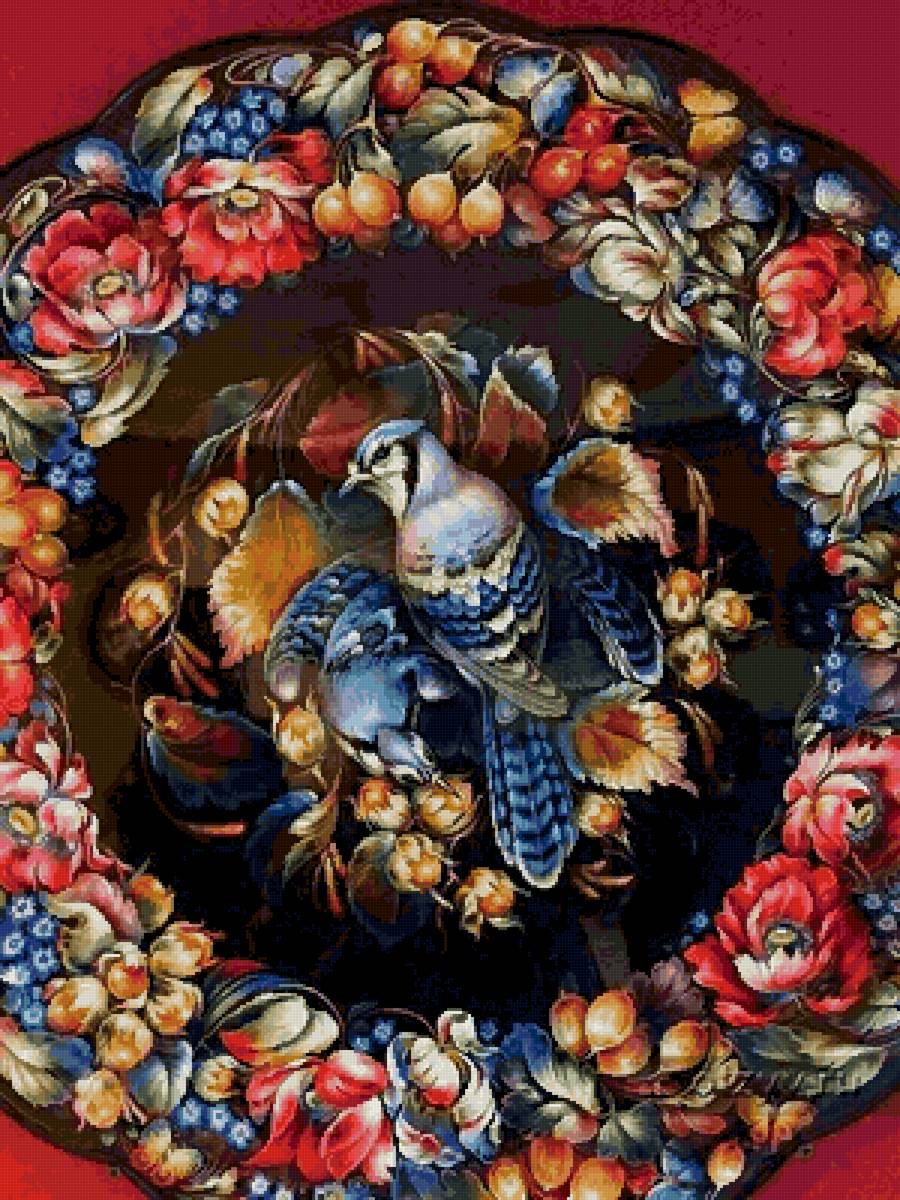 №2610651 - жостово, цветы, птицы - предпросмотр