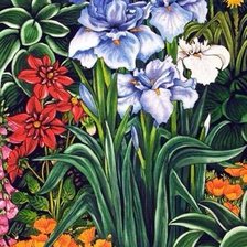 Схема вышивки «садовые цветы»