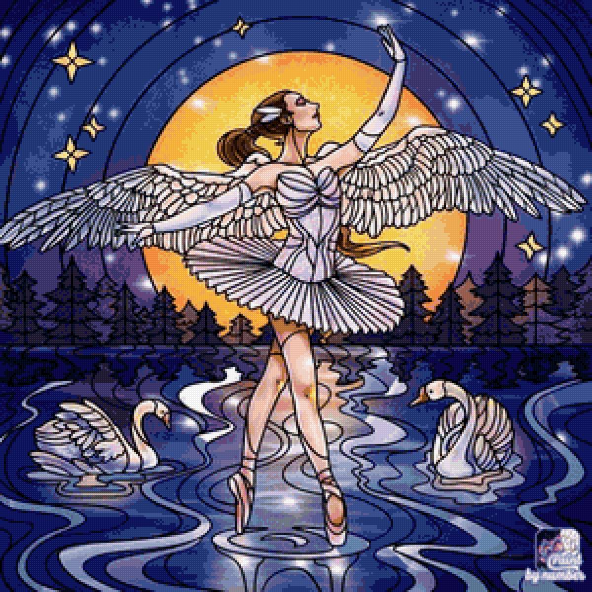 лебедь - рисунок - предпросмотр