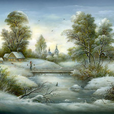 Схема вышивки «Зима Федоскино»