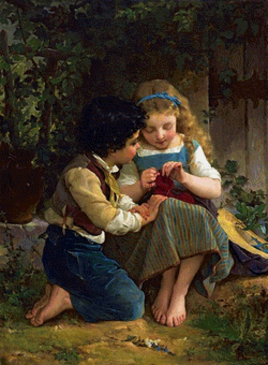 Эмиль Мунье. Особый момент. - рукодельница, детство, мальчик, дети, девочка - предпросмотр