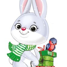 Схема вышивки «Зая с подарками»