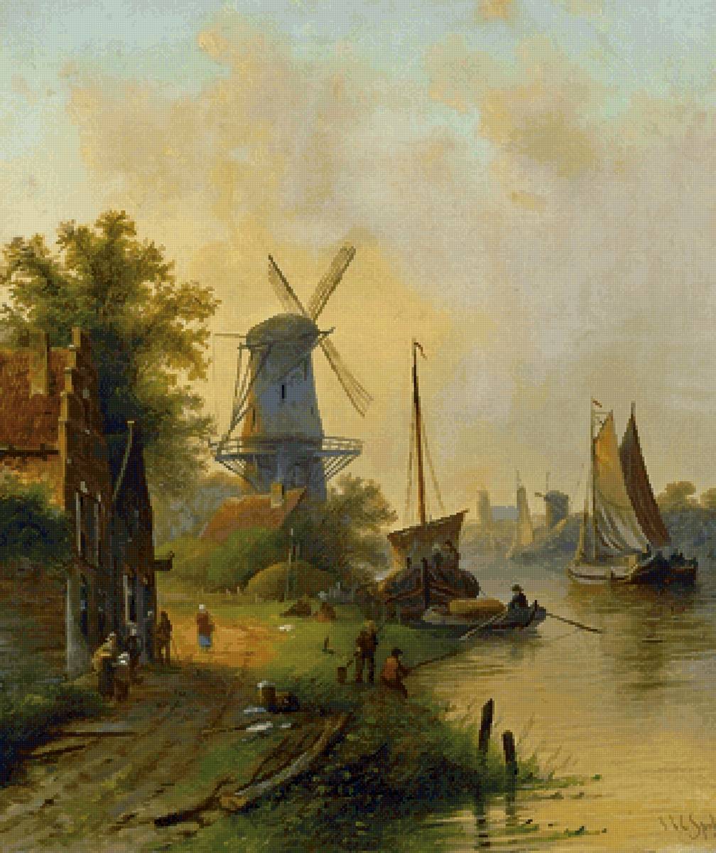 Голландия - река, город, пейзаж - предпросмотр