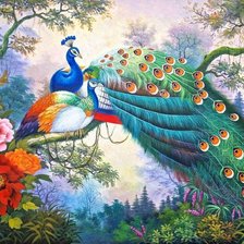 Схема вышивки «Павлины»