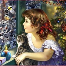 Схема вышивки «Девочка зима»