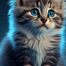 Схема вышивки «Котенок в синем свете»