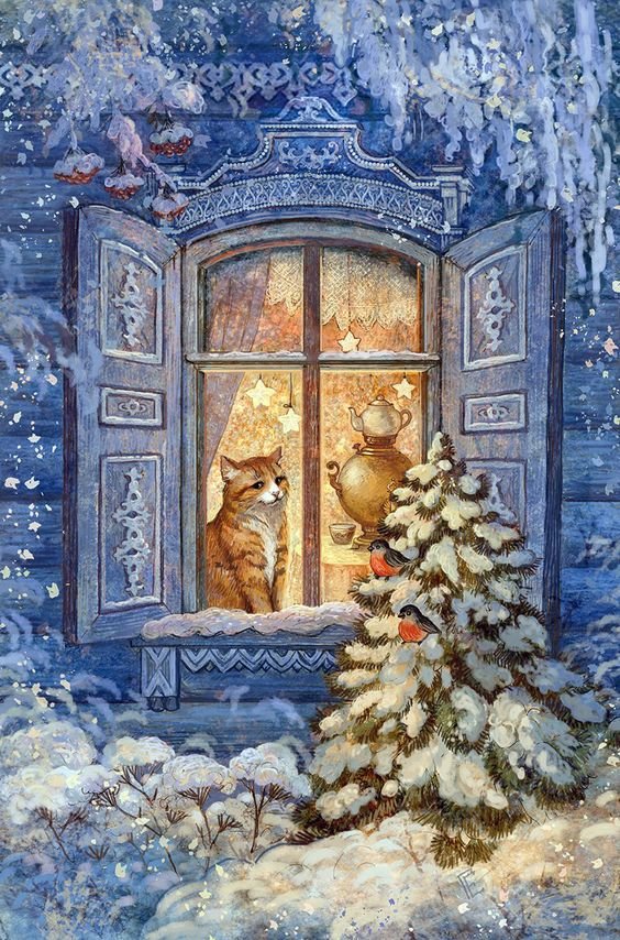 Кошка на окошке - окно, зима, кошка - оригинал
