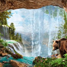 Схема вышивки «Медведь в горах.»