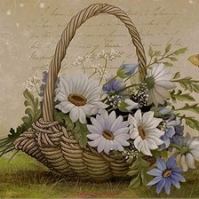 Схема вышивки «Ромашки, бабочка»